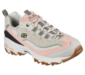 Beige / Coral Skechers D'Lites - Joyful Times | 4998L_USA