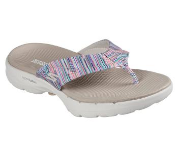 Beige / Multicolor Skechers GO WALK 6 - Bright Daze | 48174_USA
