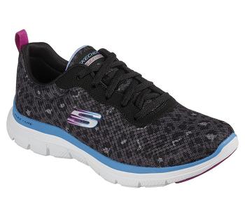 Black / Blue Skechers Flex Appeal 4.0 - Rich Flair | 67720_USA