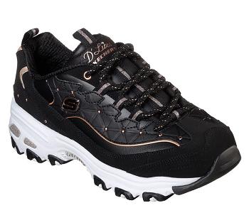 Black / Gold Skechers D'Lites - Glamour Feels | 67090_USA