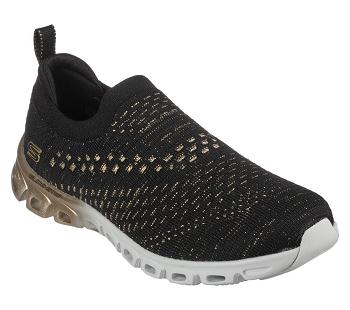Black / Gold Skechers Glide-Step - Glamour | 4463D_USA