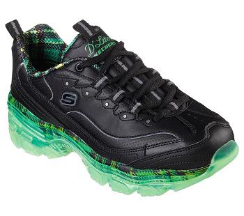 Black / Green Skechers D'Lites Crystal - Glam Rocker | 5248B_USA
