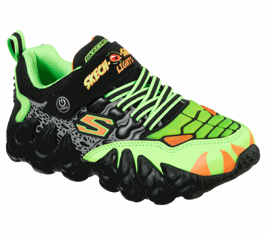 Black / Green Skechers S Lights: Skech-O-Saurus Lights | 1070W_USA