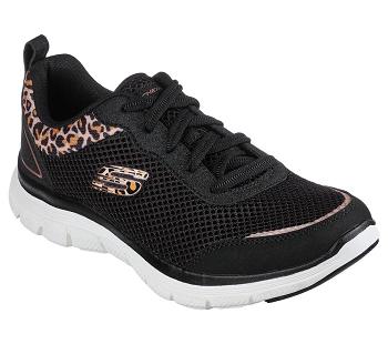 Black / Leopard Skechers Flex Appeal 4.0 - Wild Pulse | 1973D_USA