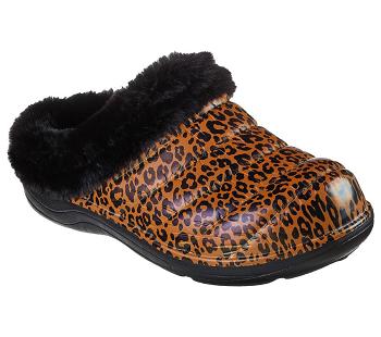 Black / Multicolor Skechers Foamies: Cozy Camper Lined - Snow Leopard | 22213_USA