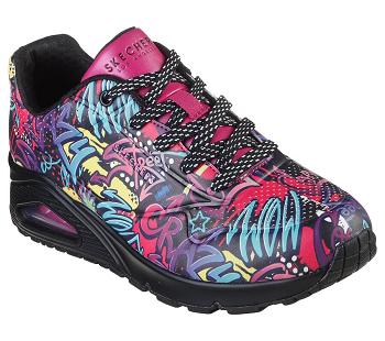 Black / Multicolor Skechers Uno - Street Art | 1874K_USA