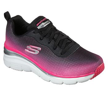 Black / Pink Skechers Fashion Fit - Build Up | 1823P_USA