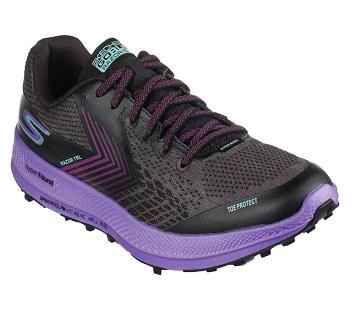 Black / Purple Skechers GOrun Razor Trail | 7234L_USA