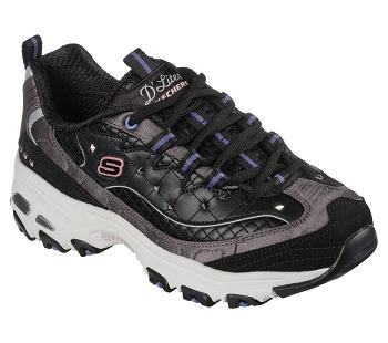 Black / Silver Skechers D'Lites - Vibrant Night | 7094B_USA