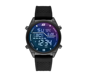 Black Skechers Accessories Blue Face Digital Watch | 2337D_USA