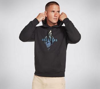Black Skechers Apparel Diamond Wave Pullover Hoodie | 25878_USA