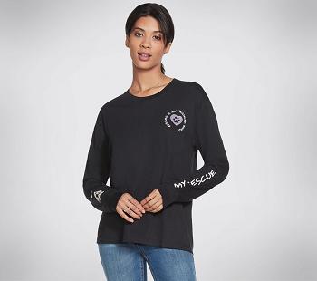 Black Skechers BOBS I Luv My Rescue Long Sleeve | 4234B_USA