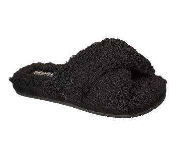 Black Skechers Cozy Slide | 5728L_USA