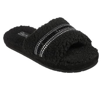 Black Skechers Cozy Slide - Bling It | 5742B_USA