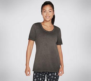 Black Skechers Diamond Wash Hatha Scoop Neck Tunic | 47198_USA