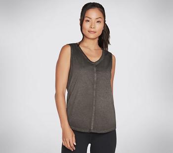 Black Skechers Diamond Wash Hatha V-neck | 49845_USA