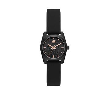 Black Skechers Mono Leopard Analog Watch | 3634R_USA