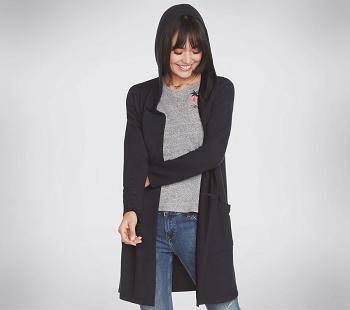 Black Skechers SKECHLUXE Restful Hoodie | 4384C_USA