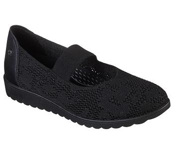 Black Skechers Stretch Fit: Arch Fit Cleo Wedge - Shimmer Pop | 2851D_USA
