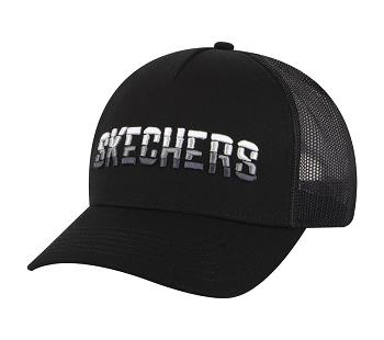 Black Skechers Textured Logo Trucker | 7251D_USA