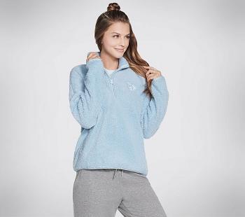 Blue Skechers BOBS Apparel Cuddle 1/4 Zip Pullover Hoodie | 4034W_USA