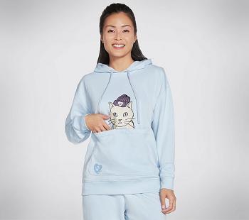 Blue Skechers BOBS Apparel Hipcat Pouch Pullover Hoodie | 4309E_USA