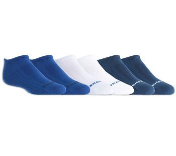 Blue / White Skechers 6 Pack Non Terry No Show | 7355D_USA