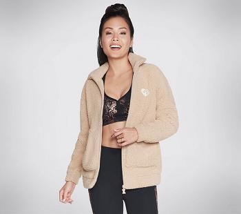 Brown Skechers BOBS Apparel Snuggles Front Zip | 3819D_USA