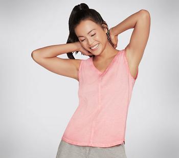 Coral Skechers Diamond Wash Hatha V-neck | 4972L_USA