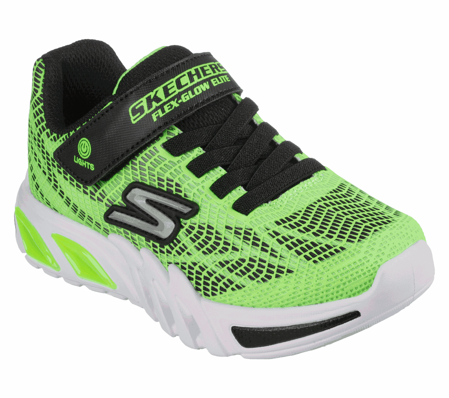 Green / Black Skechers Flex-Glow Elite - Vorlo | 1320R_USA