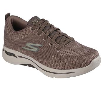 Grey Brown Skechers GOwalk Arch Fit - Grand Select | 5464W_USA