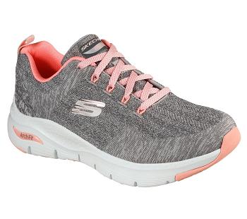 Grey / Pink Skechers Arch Fit - Comfy Wave | 7069D_USA