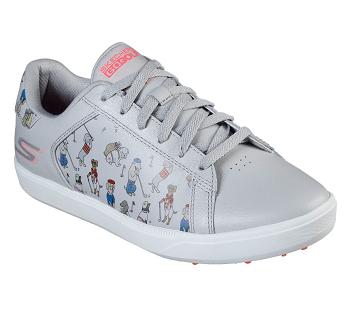 Grey / Pink Skechers GO GOLF Drive 4 - Dogs At Play | 3376B_USA