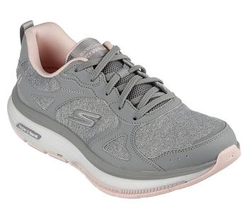 Grey / Pink Skechers GO WALK Workout Walker - Early Sunshine | 2548A_USA