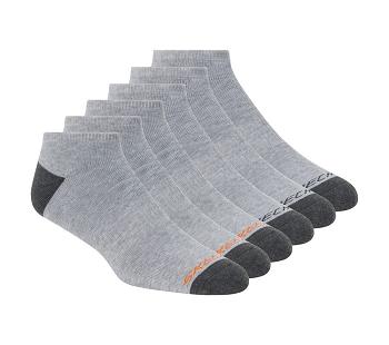 Grey Skechers Extended Size Terry No Show - 6 Pack | 2212K_USA