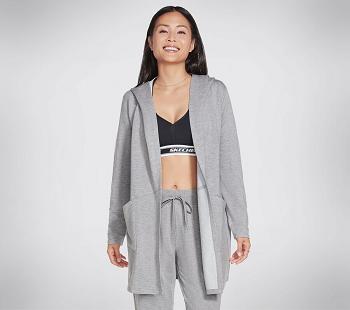 Grey Skechers SKECHLUXE Restful Hoodie | 43470_USA