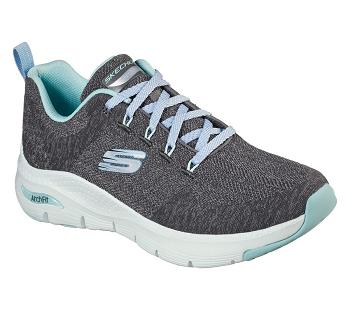 Grey / Turquoise Skechers Arch Fit - Comfy Wave | 70598_USA