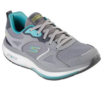 Grey / Turquoise Skechers GO WALK Workout Walker | 61238_USA