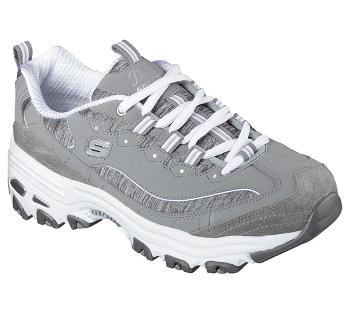 Grey / White Skechers D'Lites - Me Time | 1498C_USA