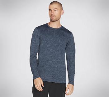 Navy Skechers Apparel On the Road Long Sleeve Hoodie | 2962A_USA