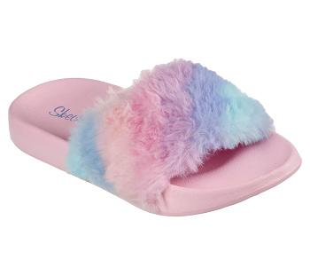 Pink / Multicolor Skechers Sunny Slides - Fuzzy Steps | 49450_USA