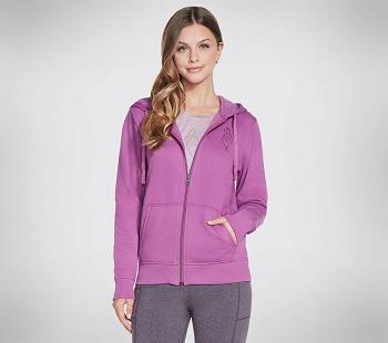 Purple Skechers Apparel Diamond Crown Front Zip Hoodie | 3897D_USA