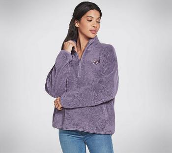 Purple Skechers BOBS Apparel Cuddle 1/4 Zip Pullover Hoodie | 4019B_USA