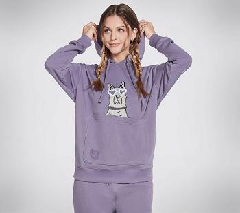 Purple Skechers BOBS Apparel Dawg Pouch Pullover Hoodie | 4222S_USA