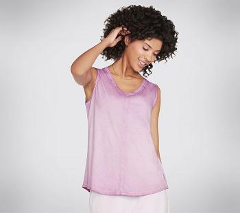 Purple Skechers Diamond Wash Hatha V-neck | 4969P_USA