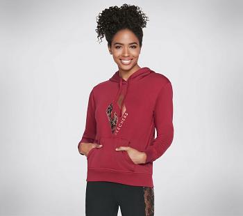 Red Skechers Apparel Python Metallic Diamond Hoodie | 36845_USA