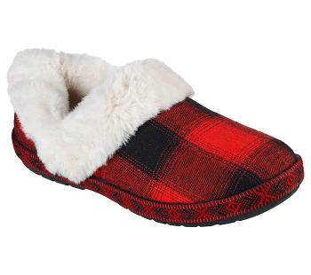 Red Skechers BOBS Too Cozy - Pleasantly Plaid | 6280L_USA
