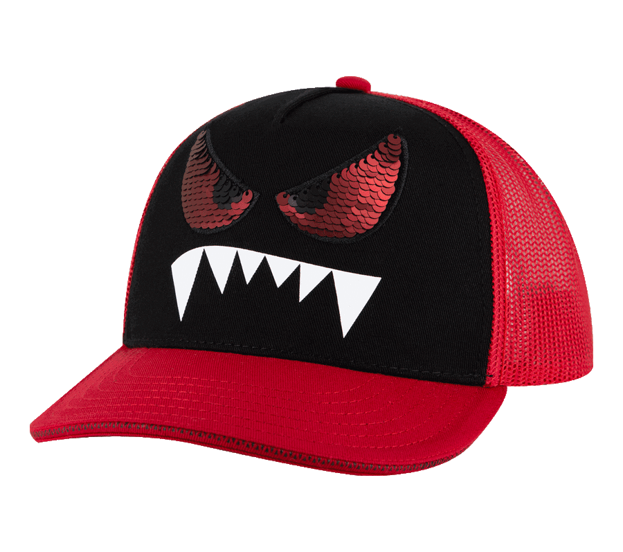 Red Skechers Monster Eyes Trucker | 1300A_USA