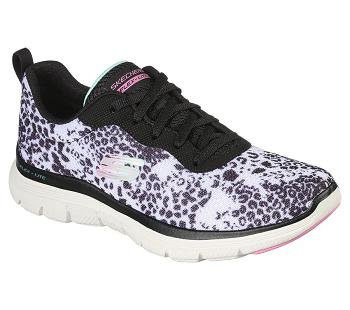 White / Black Skechers Flex Appeal 4.0 - Wild N' Out | 67973_USA