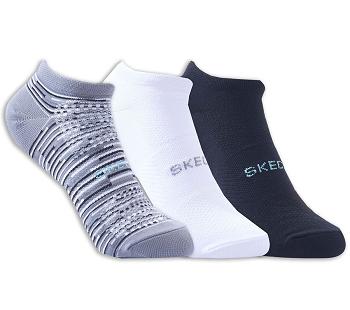 White / Black Skechers No Show Microfiber - 3 Pack | 31598_USA